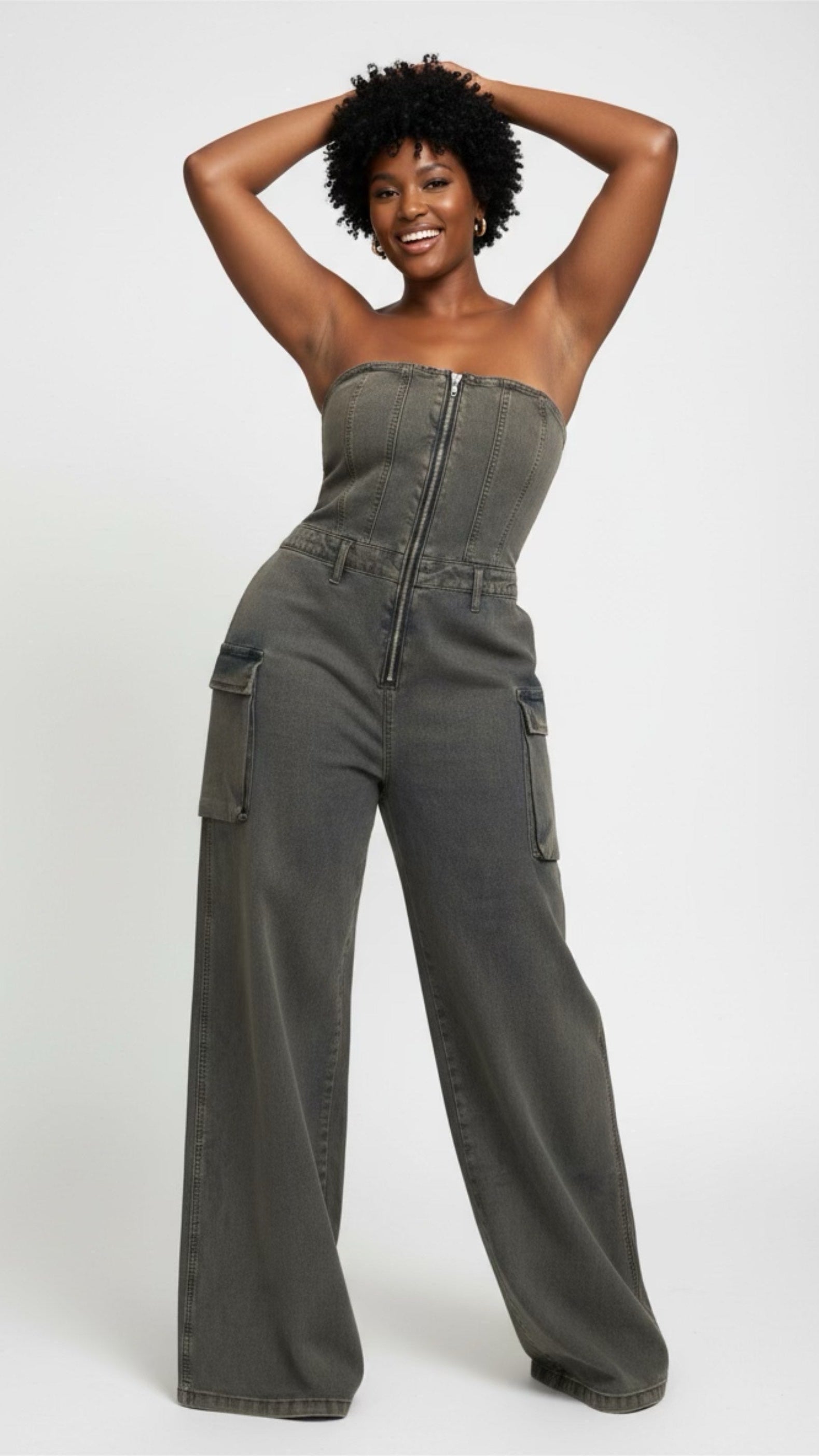 ONEZIP FASHION DENIM JUMPSUIT