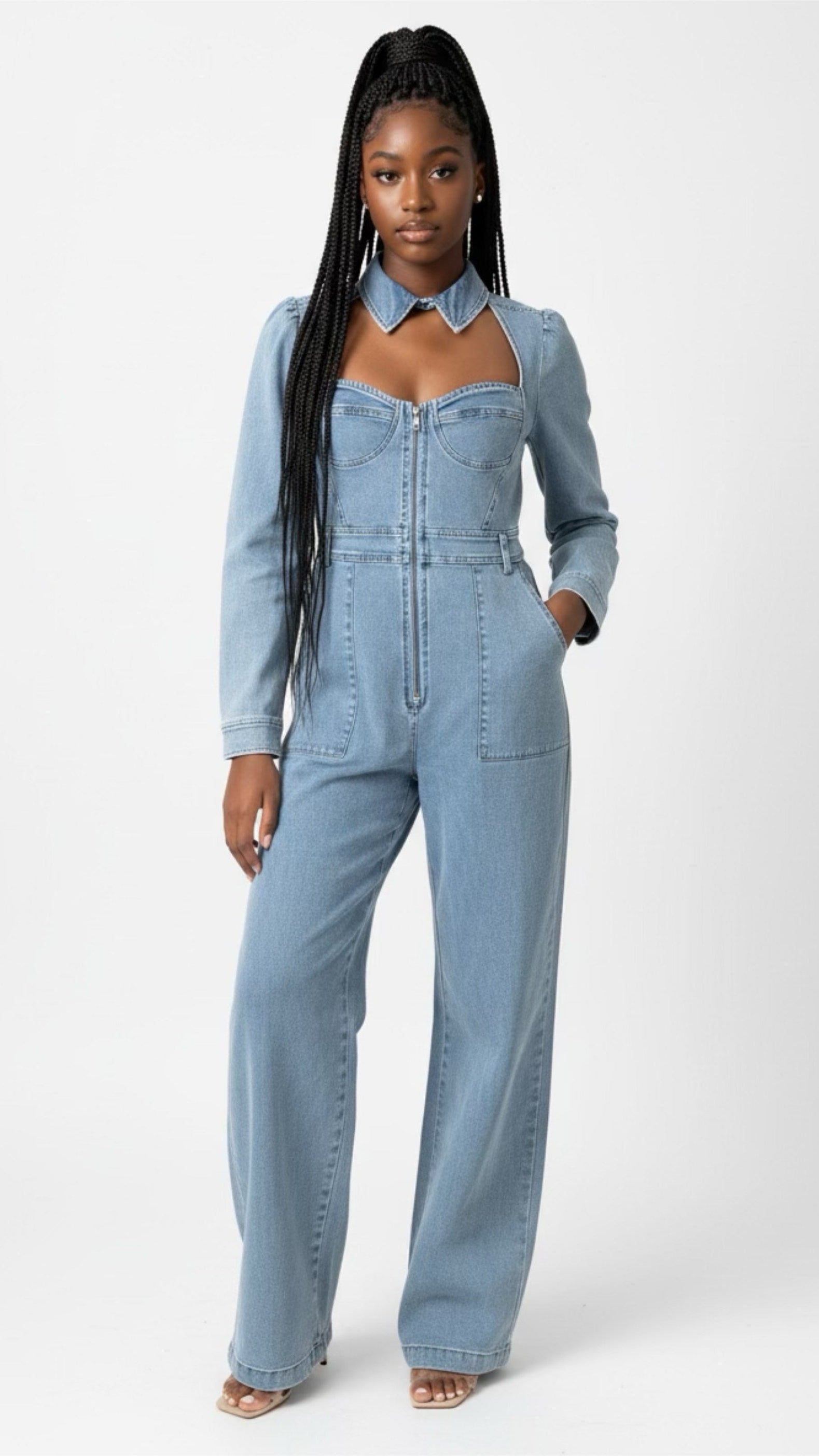 SUITED UP DENIM JUMPSUIT